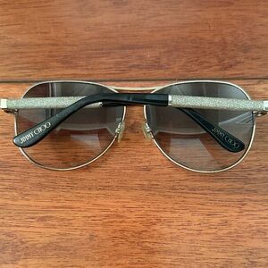 Jimmy Choo Silver Aviator Sunglasses with Cream Case
